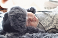 Alpaca Fur Baby Trapper Hat - Newborn size Thumbnail