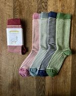 Ladies Alpaca Stripey Socks - New Raspberry Shade Now in Stock! Thumbnail