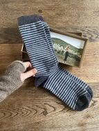 NEW! Mens Charcoal Alpaca Stripe Socks  Thumbnail
