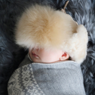 Alpaca Fur Baby Trapper Hat